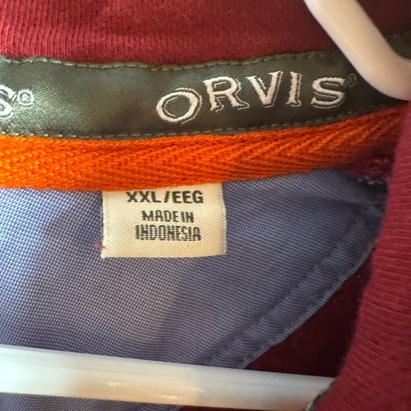 Orvis Men Sweater xxl red outdoor hiking camping 1/4 quarter zip thermal fleece - Picture 7 of 7